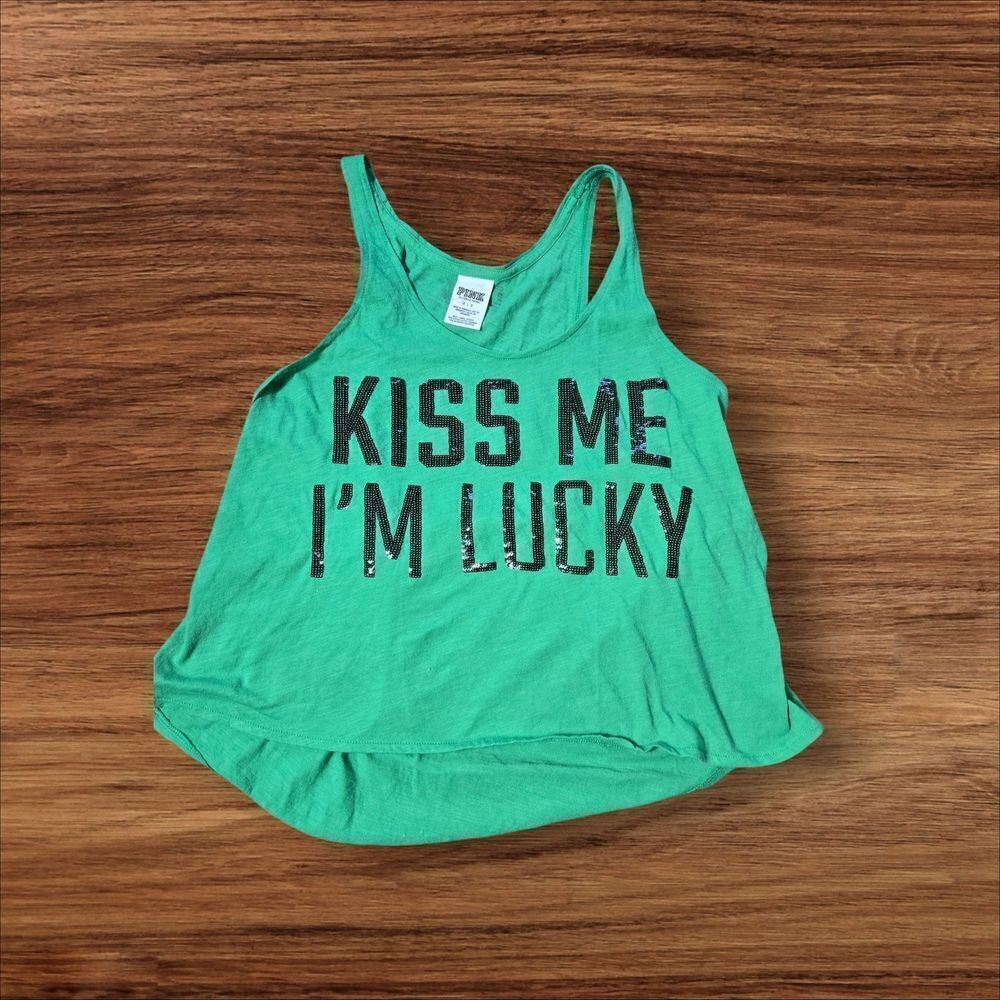 PINK Green Victoria's Secret Sequin Tank Top